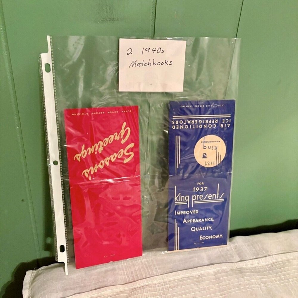 Christmas & Frig Advertising GIANT FULL FEATURE MATCHBOOKS 1940s Lion Match Co